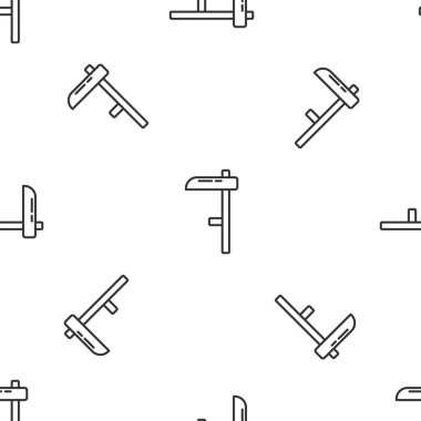 Gri çizgi Scythe simgesi beyaz arka planda kusursuz desen izole etti. Vektör.