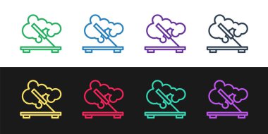 Siyah ve beyaz arkaplanda izole edilmiş ahşap bir stand simgesine çizgi kokulu spa çubuğu. Tütsü çubuğu. Kozmetik prosedür aromaterapisi. Vektör.