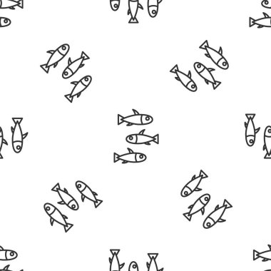 Gri Çizgili Balık ikonu beyaz arka planda izole edilmiş kusursuz desen. Vektör..