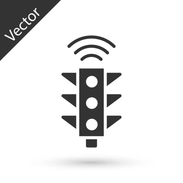 Icono Del Sistema Semáforos Grey Smart Aislado Sobre Fondo Blanco — Vector de stock