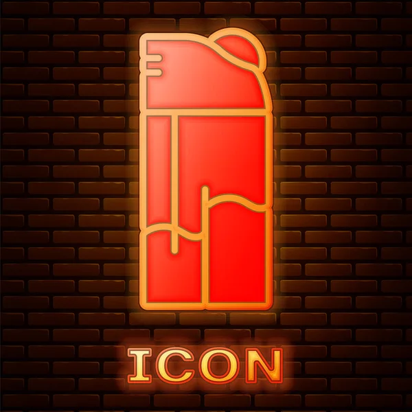 Icono Del Encendedor Neón Brillante Aislado Fondo Pared Ladrillo Vector — Vector de stock