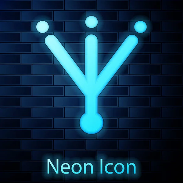 Glödande Neon Fågel Fotavtryck Ikon Isolerad Tegel Vägg Bakgrund Djurfot — Stock vektor