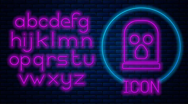 Glowing Neon Balaclava Icon Isolated Brick Wall Background Sepotong Pakaian - Stok Vektor