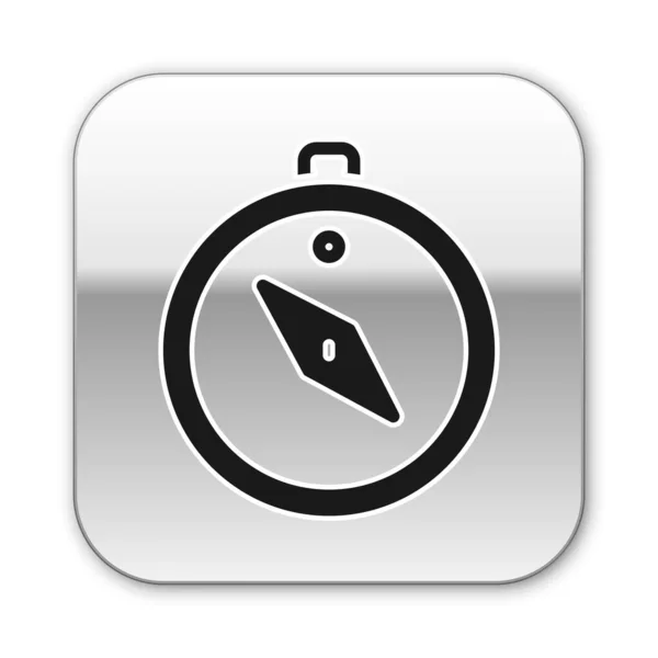 Черный Компас Значок Изолирован Белом Фоне Символ Навигации Windrose Знак — стоковый вектор