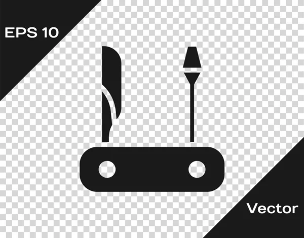 Icône Couteau Suisse Noir Isolé Sur Fond Transparent Couteau Plume — Image vectorielle