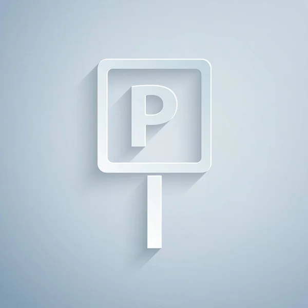 Papier Découpé Icône Parking Isolé Sur Fond Gris Panneau Routier — Image vectorielle