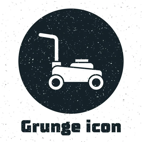 Grunge Lawn Mower Icon Isolated White Background Lawn Mower Cutting — Stock Vector