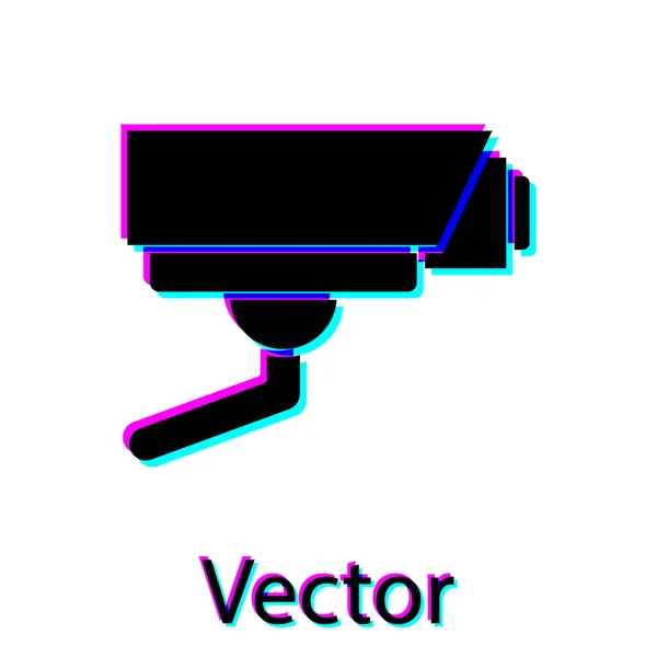Ikona Černé Bezpečnostní Kamery Izolovaná Bílém Pozadí Vektor — Stockový vektor