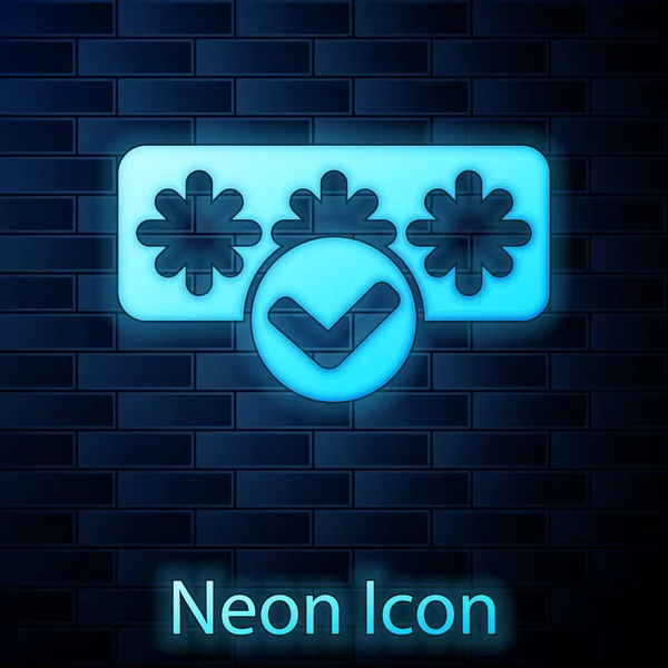 Leuchtendes Neon Passwortschutz Und Sicherheitszugangssymbol Isoliert Auf Ziegelwand Hintergrund Sicherheit — Stockvektor