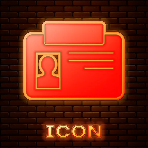 Žhnoucí Neon Identifikace Odznak Ikona Izolované Pozadí Cihlové Zdi Lze — Stockový vektor