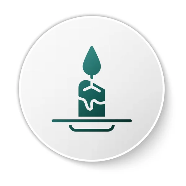 Icono Vela Aroma Verde Aislado Sobre Fondo Blanco Botón Círculo — Archivo Imágenes Vectoriales