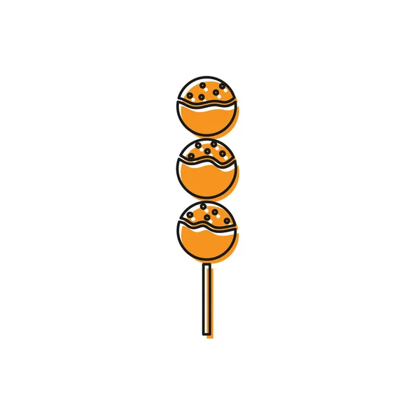 Orange Takoyaki Auf Einem Stick Symbol Isoliert Auf Weißem Hintergrund — Stockvektor