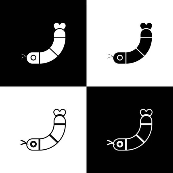 Set Icono Camarón Aislado Sobre Fondo Blanco Negro Vector — Vector de stock