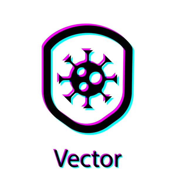 Escudo Negro Protegiendo Contra Virus Gérmenes Bacterias Icono Aislado Sobre — Vector de stock