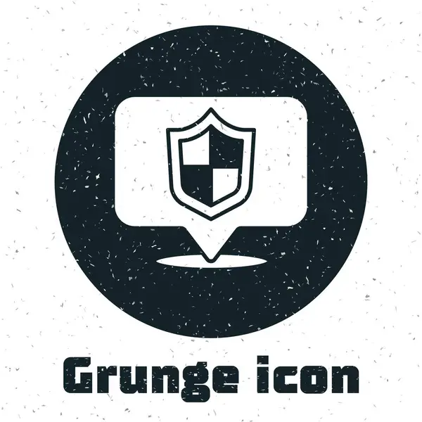 Значок Grunge Location Shield Выделен Белом Фоне Концепция Страхования Знак — стоковый вектор