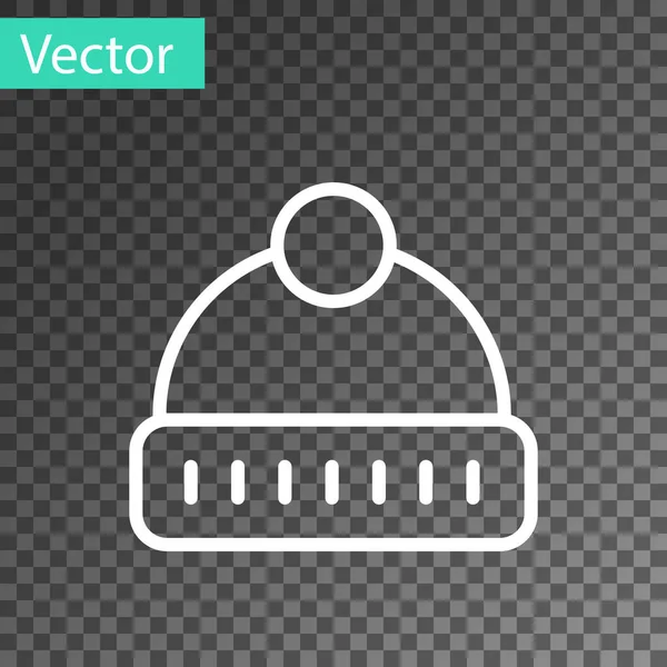 Weiße Linie Wintermütze Symbol Isoliert Auf Transparentem Hintergrund Vektor — Stockvektor