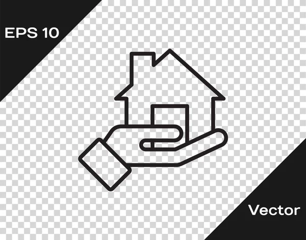 Icono Black Line Realtor Aislado Sobre Fondo Transparente Comprando Casa — Vector de stock