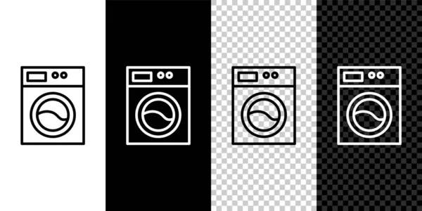 Establecer Línea Icono Lavadora Aislado Sobre Fondo Blanco Negro Icono — Vector de stock