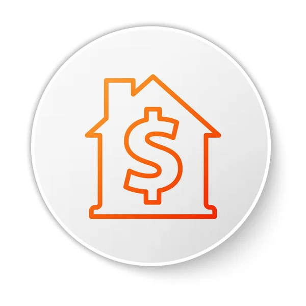 Дом Оранжевой Линии Символом Доллара Выделенным Белом Фоне Дом Деньги — стоковый вектор