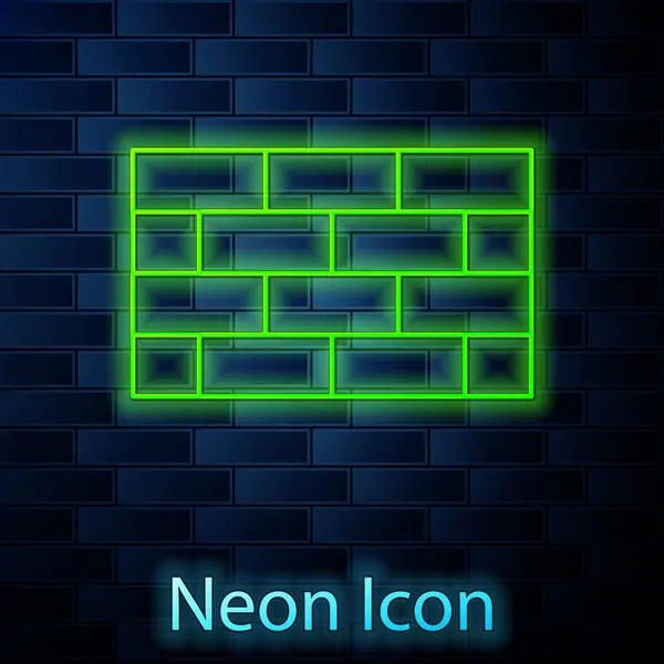 Glow Neon Line Firewall Icône Mur Sécurité Isolée Sur Fond — Image vectorielle