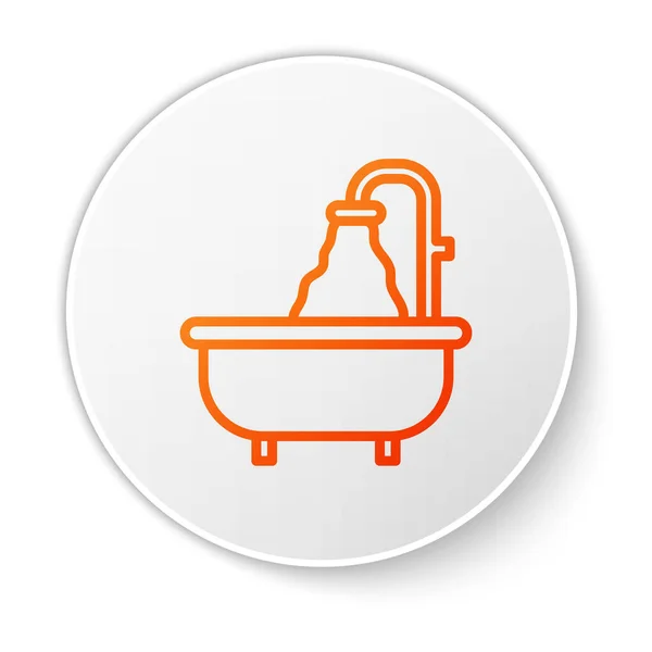 Orange Linie Badewannen Symbol Isoliert Auf Weißem Hintergrund Weißer Kreis — Stockvektor