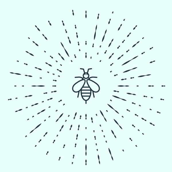 Черная Линия Пчела Значок Изолирован Сером Фоне Сладкая Натуральная Еда — стоковый вектор