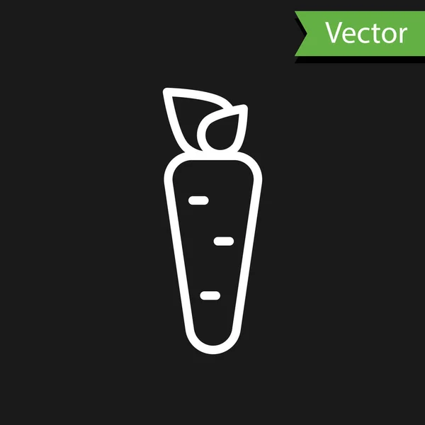 Weiße Linie Carrot Symbol Isoliert Auf Schwarzem Hintergrund Vektor — Stockvektor
