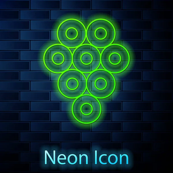 Leuchtende Neon Linie Kaviar Symbol Isoliert Auf Backsteinwand Hintergrund Vektor — Stockvektor