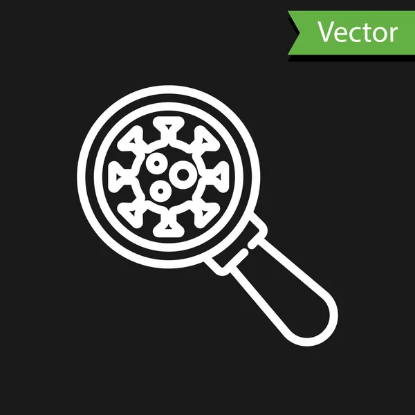 Белая Линия Лупой Черном Фоне Коронавирус 2019 Ncov Бактерии Микробы — стоковый вектор