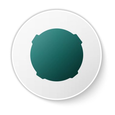 Yeşil Ay simgesi beyaz arkaplanda izole edildi. Beyaz daire düğmesi. Vektör İllüstrasyonu.