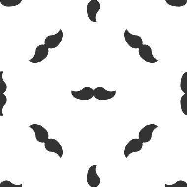 Gri Bıyık ikonu, beyaz arka planda kusursuz deseni izole etti. Berber dükkanı sembolü. Yüz kılı stili. Vektör İllüstrasyonu.