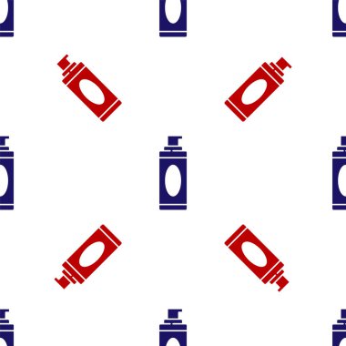 Mavi ve kırmızı traş jeli köpük ikonu beyaz arka planda izole edilmiş pürüzsüz desen. Tıraş köpüğü. Vektör İllüstrasyonu.