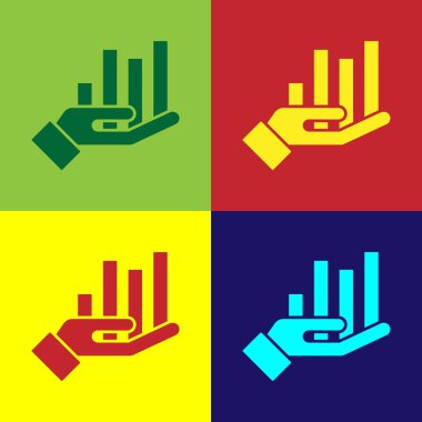 Pop Art Pie grafiği bilgi simgesi renk arkaplanında izole edildi. Diyagram çizelgesi. Vektör İllüstrasyonu.