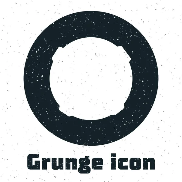 Grunge Moon Ikon Elszigetelt Fehér Háttérrel Monokróm Vintage Rajz Vektorillusztráció — Stock Vector
