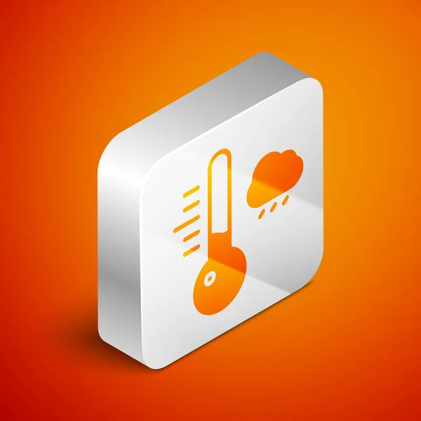 Isometrische Meteorologie Thermometer Meten Pictogram Geïsoleerd Oranje Achtergrond Thermometer Apparatuur — Stockvector