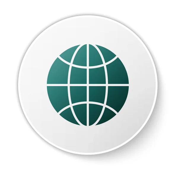 Icono Green Worldwide Aislado Sobre Fondo Blanco Pin Globo Botón — Vector de stock