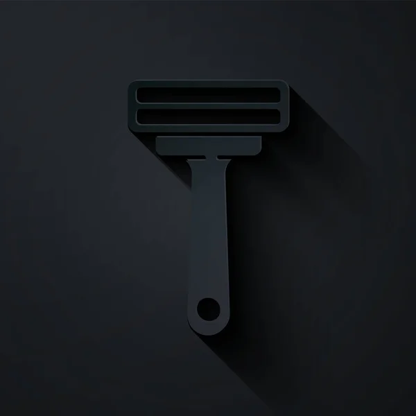 Paper Cut Shaving Razor Icon Isolated Black Background Paper Art — Stock Vector
