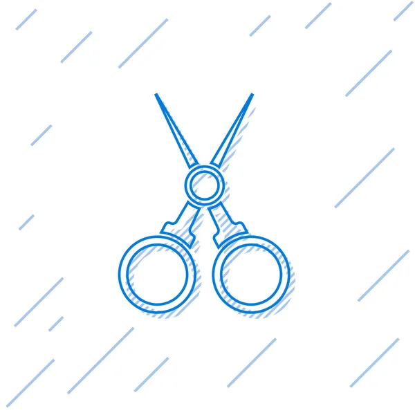 Blue Line Scissors Friseursymbol Isoliert Auf Weißem Hintergrund Friseur Modesalon — Stockvektor