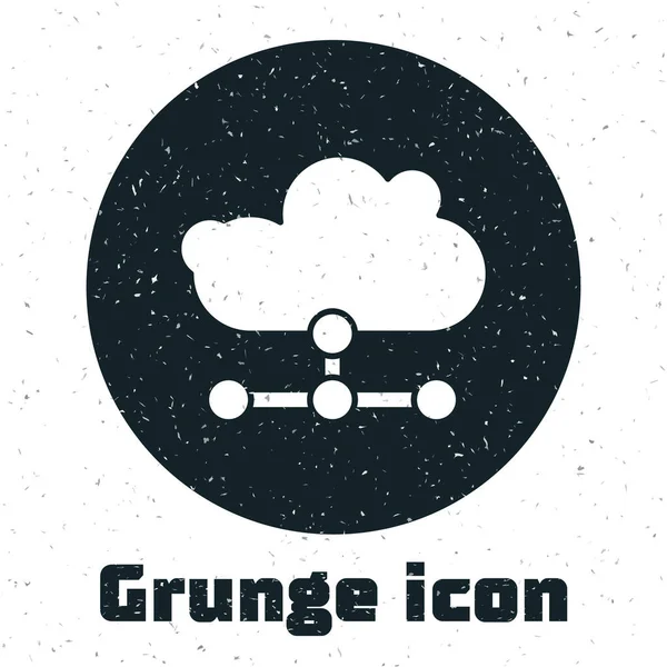 Grunge Network Felhő Kapcsolat Ikon Elszigetelt Fehér Alapon Társadalmi Technológia — Stock Vector