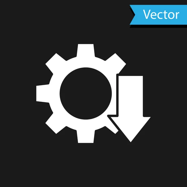 Icono Reducción Costo Blanco Aislado Sobre Fondo Negro Ilustración Vectorial — Vector de stock