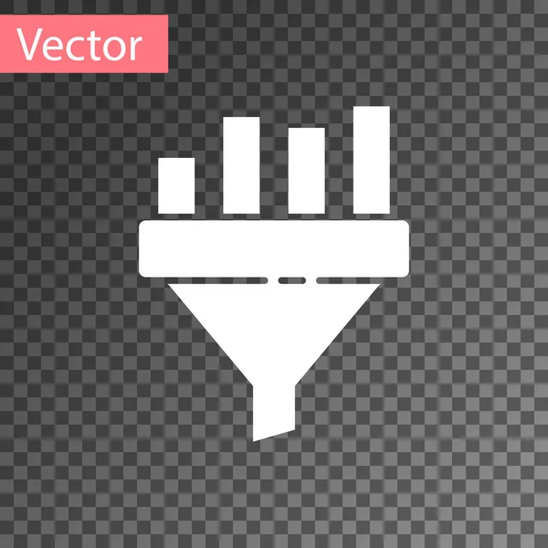 Fehér Értékesítési Tölcsér Diagrammal Marketing Startup Üzleti Ikon Elszigetelt Átlátható — Stock Vector