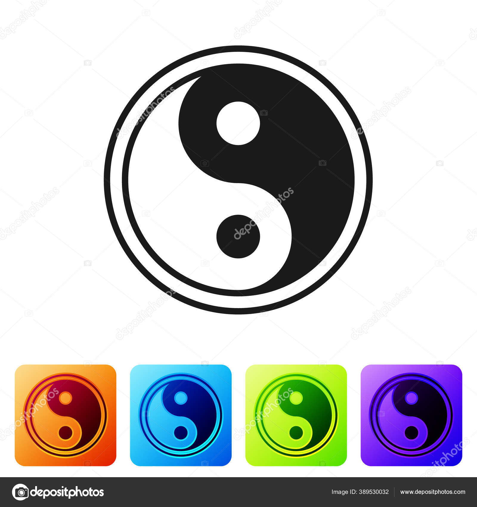 Yin Yang Noir Symbole Harmonie Icone Equilibre Isole Sur Fond Image Vectorielle Par Vectorvalera Gmail Com C Illustration