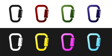 Karabina simgesini siyah beyaz arkaplanda izole et. Olağanüstü bir spor. Spor malzemeleri. Vektör İllüstrasyonu.