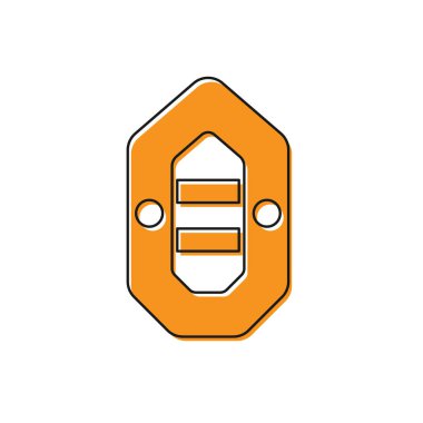 Turuncu Rafting tekne simgesi beyaz arka planda izole edildi. Şişme bot. Su sporları, ekstrem sporlar, tatil, tatil. Vektör İllüstrasyonu.