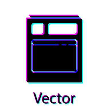 Siyah Mutfak bulaşık makinesi simgesi beyaz arka planda izole edilmiş. Vektör İllüstrasyonu.