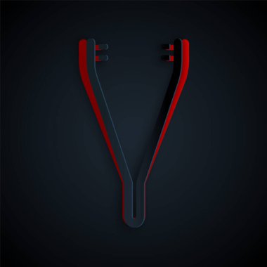 Kağıt kesiği tıbbi cımbız simgesi siyah arka planda izole edilmiş. İlaç ve sağlık. Anatomik cımbız. Kağıt sanatı tarzı. Vektör İllüstrasyonu.