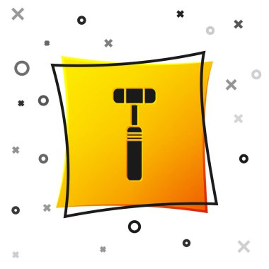 Siyah nöroloji refleks çekici ikonu beyaz arka planda izole edildi. Sarı kare düğme. Vektör İllüstrasyonu.