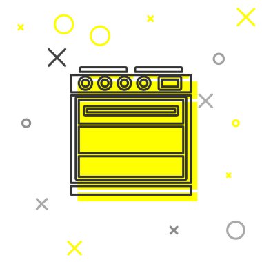 Gri çizgi fırın simgesi beyaz arkaplanda izole edildi. Fırın tabelası. Vektör İllüstrasyonu.