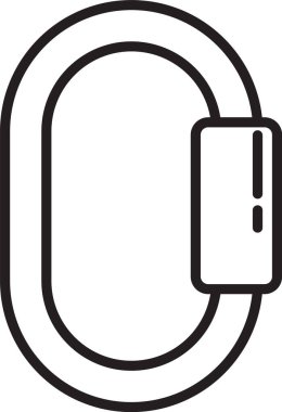 Siyah çizgi karabina simgesi beyaz arkaplanda izole edildi. Olağanüstü bir spor. Spor malzemeleri. Vektör İllüstrasyonu.