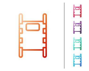 Kırmızı çizgi Sedye simgesi beyaz arkaplanda izole edildi. Hastanenin tıbbi sedyesi. Renk simgelerini ayarla. Vektör İllüstrasyonu.